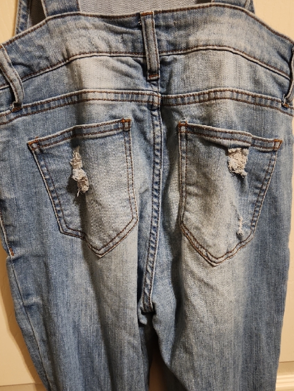 Cello Light Blue Distressed Skinny Denim Overalls, Small - Picture 8 of 14